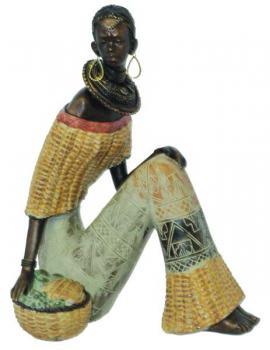 African Lady Seated  -  Corn  -  24 cm