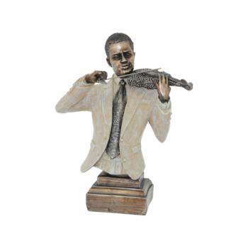 Musician with Violin on Plinth  -38 cm