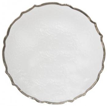 Atelier Charger Plate  -  Clear/Silver Rim  -  33 cm