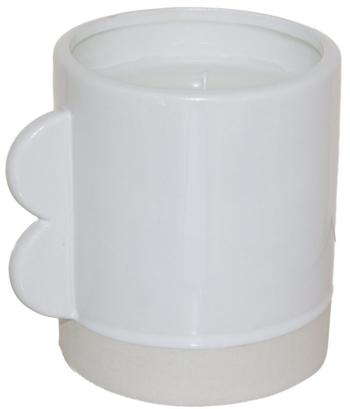 Candleholder  -  White with Wax  -  11 cm