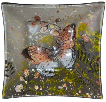 Butterfly Red Square Plate  -  15 x 15 cm