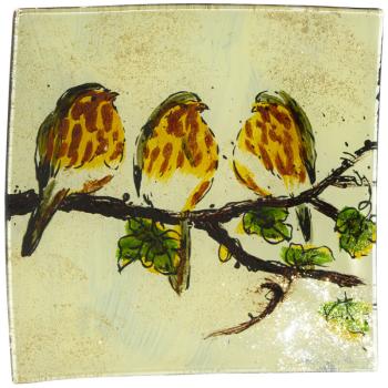 Birds on Branch Plate  -  19 x 19 cm