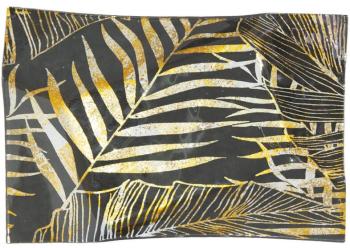 Gold/Black Leaf Plate  -  25 x 17 cm