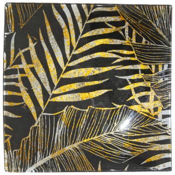 Gold/Black Leaf Plate  -  19 x 19 cm