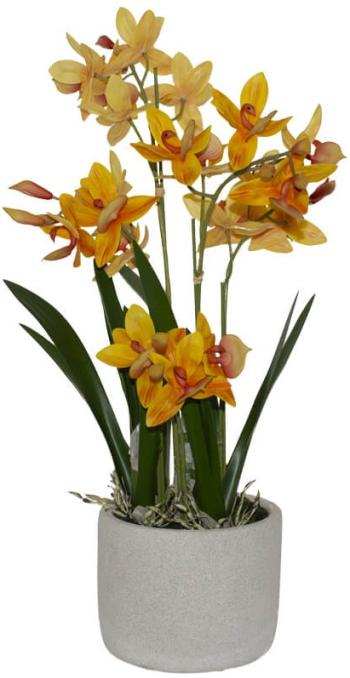 Orange Swan Orchid  -  Beige Pot  -  56 cm