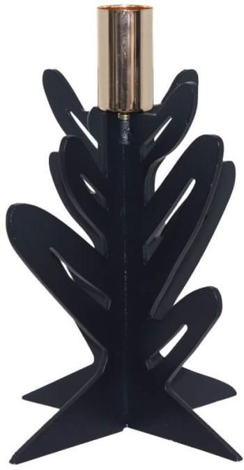 Black/Gold Fern Candleholder  -  17 cm