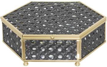 Black/Gold Hexagon Box  -  18 x 16 x 6 cm