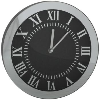 Black Glitter Round Clock  -  25 cm