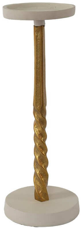 Pillar Candle Holder  -  Gold/White  -  31 cm