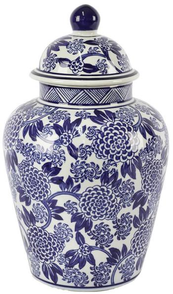 Blue Floral Ginger Jar  -  35 x 21 cm