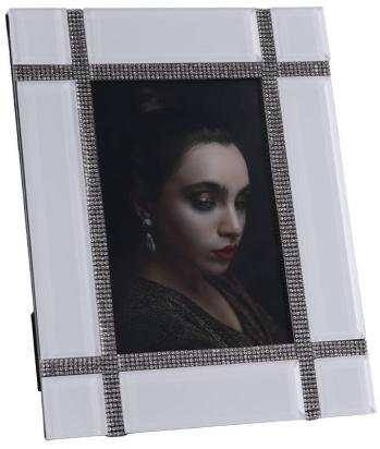 White Mirror Photo Frame  -  Beads