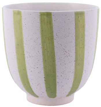 Green Stripe/ Speckled Pot  -  17 cm